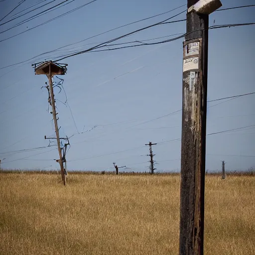 Prompt: color photograph of utility pole, telephone pole