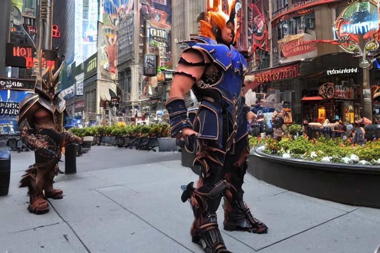 Prompt: c'thun from world of warcraft in new york city