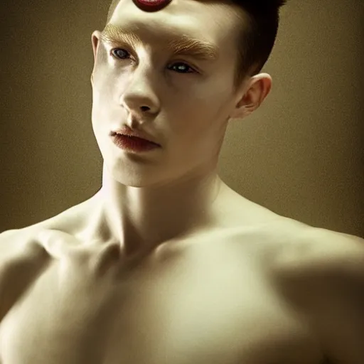 Prompt: a portrait of a beautiful athletic young male iridiscent ghost, photographed by erwin olaf, artistic