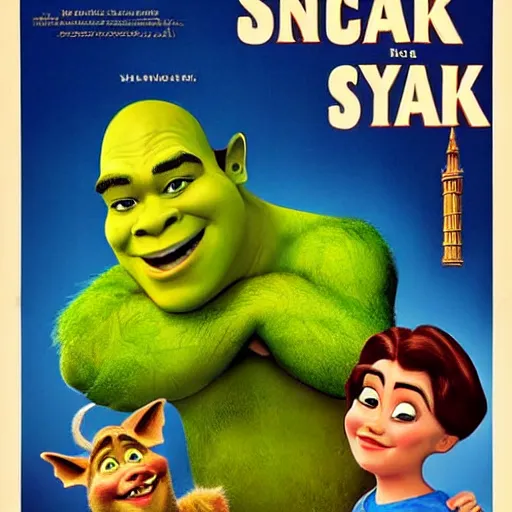 Image similar to vintage movie poster for shrek,