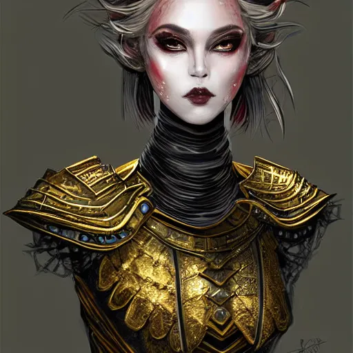 Image similar to portrait knights of Zodiac girl+smoky eyes, metalic black and red mirror reflected armor, in ruined Agora of Athens black magic night, ssci-fi, fantasy, intricate, very very beautiful, elegant, golden light, highly detailed, digital painting, artstation, concept art, smooth, sharp focus, illustration, art by tian zi and WLOP and alphonse mucha