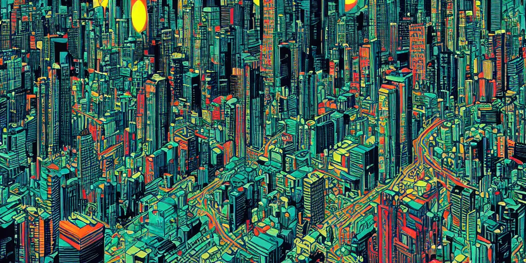 Image similar to koyaanisqatsi, by Dan Mumford