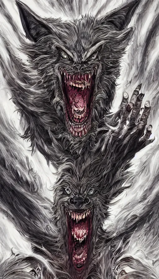 Prompt: Werewolf in London, by Ayami Kojima, studio ghibli, cinematic lighting, intricate, highly detailed, digital painting, trending on artstation, Illustration, epic scale