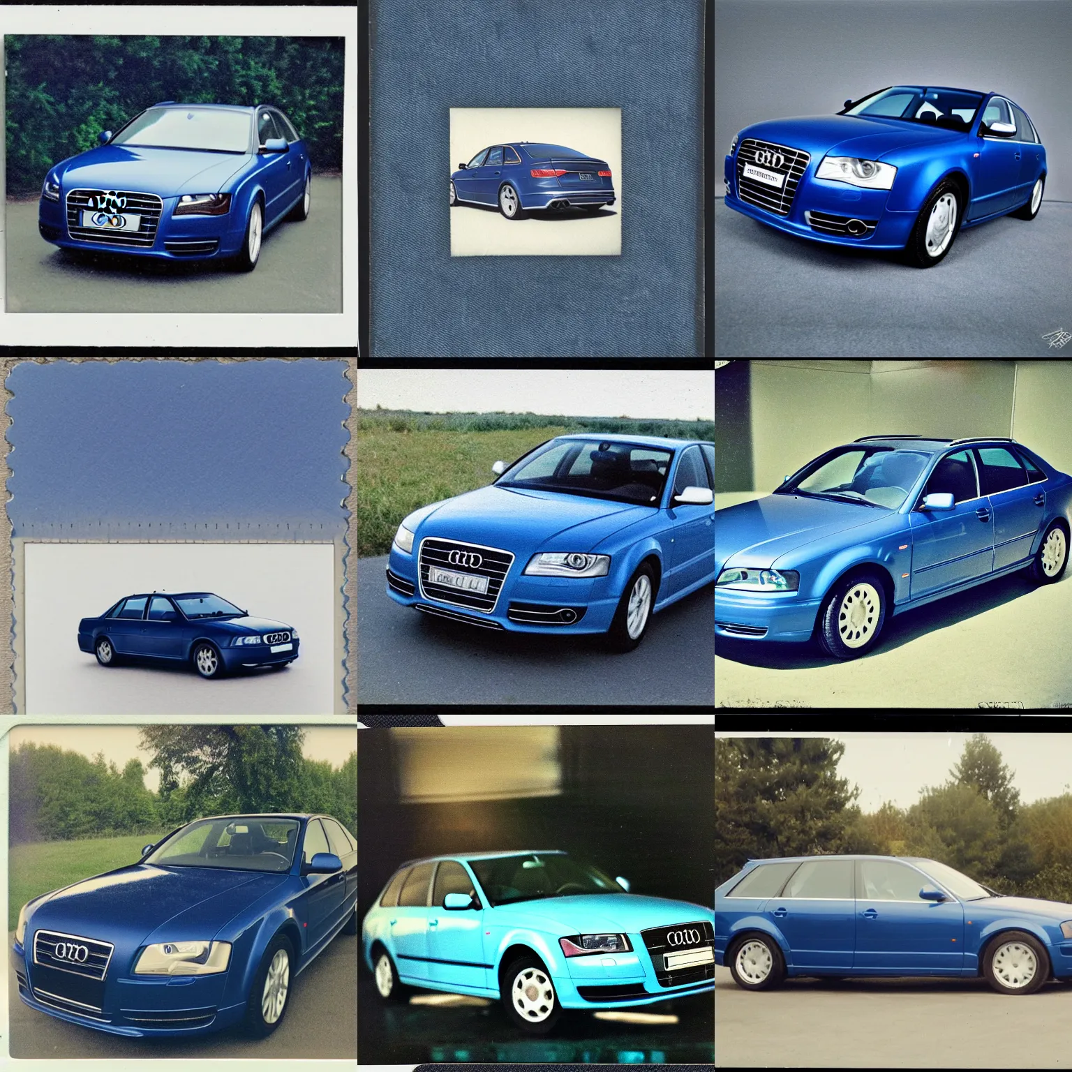 Denim Blue Audi A4 B6, polaroid, Stable Diffusion