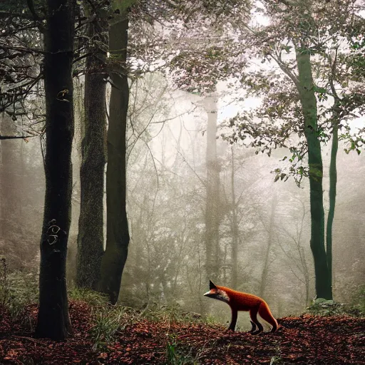 Image similar to a beautiful forest with a fox