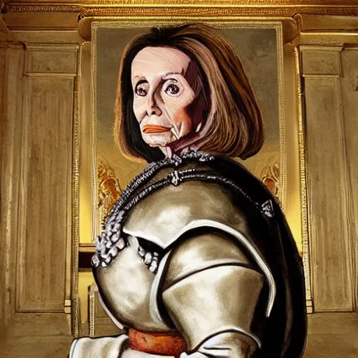 painting of nancy pelosi standing in front of 1 6 th | Stable Diffusion