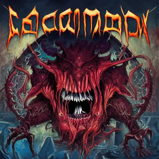 Image similar to Cacodemon death metal cover art