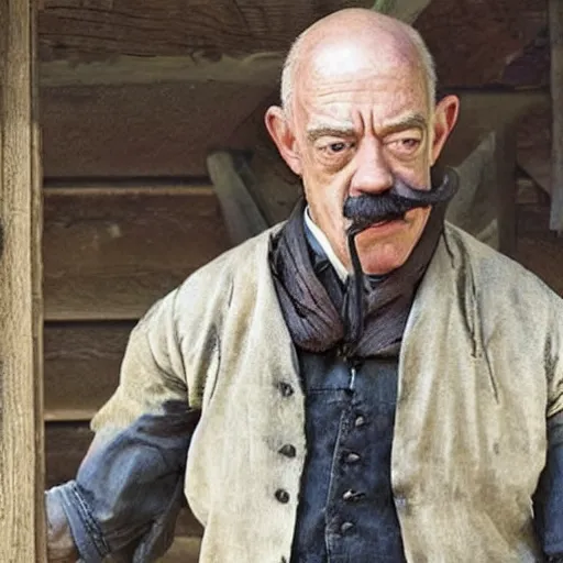 Image similar to j. k. simmons!!!!!!! as a cowboy with a moustache, western movie, movie still