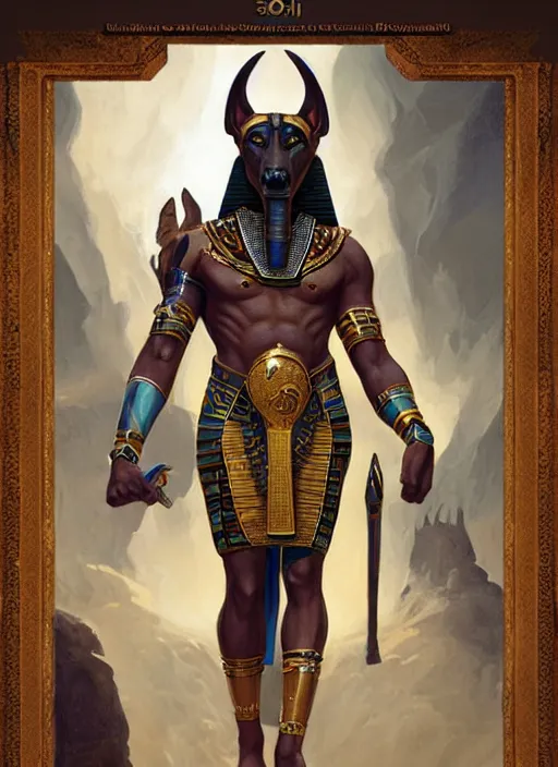 Image similar to digital _ painting _ of _ anubis egyptian god _ by _ filipe _ pagliuso _ and _ justin _ gerard _ symmetric _ fantasy _ highly _ detailed _ realistic _ intricate _ port