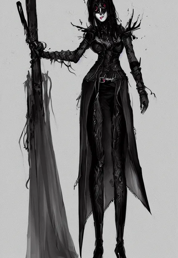 female wearing gothic clothes, concept art by jin kim | Stable Diffusion