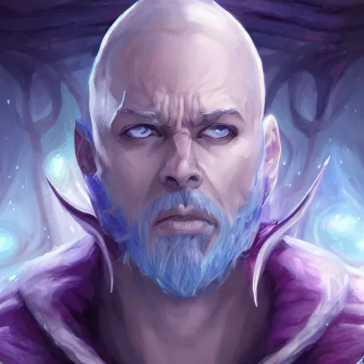 Image similar to Ice Sorcerer, arrogant, Magic the Gathering, fantasy, full body, highly detailed, digital painting, artstation, concept art, sharp focus, illustration, art by artgerm and livia prima and magali villeneuve, blue white and purple color scheme