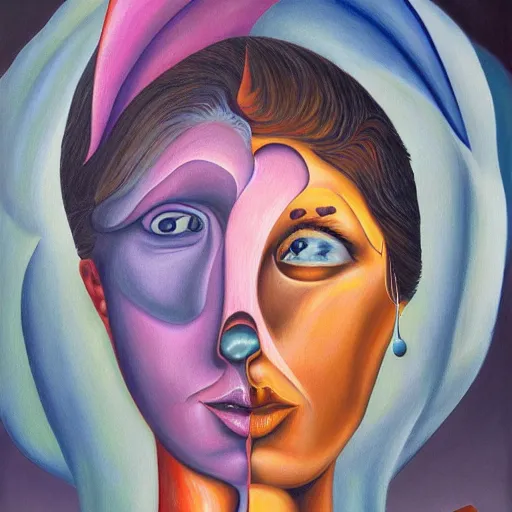 Image similar to the shapeshifter, surrealist portrait painting