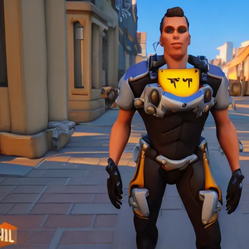 Image similar to jerma985 in overwatch, full body, wide shot, portrait, unreal engine, in game screenshot, high definition, detailed