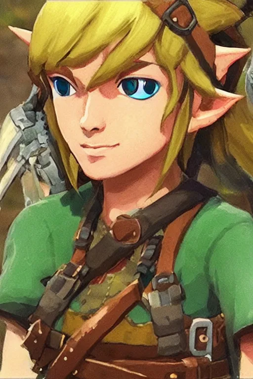 Prompt: an in game portrait of linkle from the legend of zelda breath of the wild, breath of the wild art style.