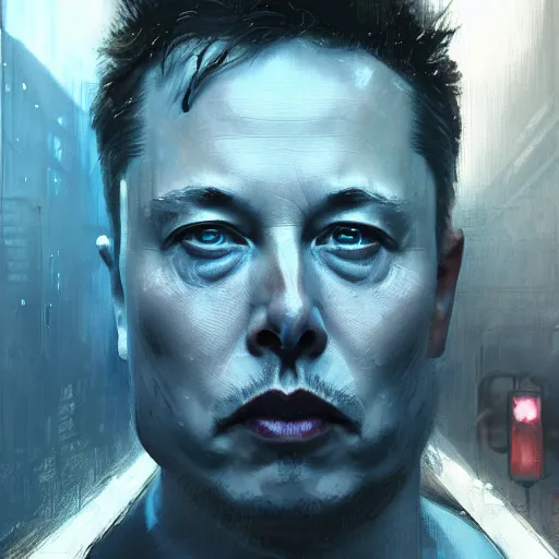 Image similar to elon musk, hyperrealistic portrait, bladerunner street, art of elysium by jeremy mann and alphonse mucha, fantasy art, photo realistic, dynamic lighting, artstation, poster, volumetric lighting, very detailed face, 4 k, award winning