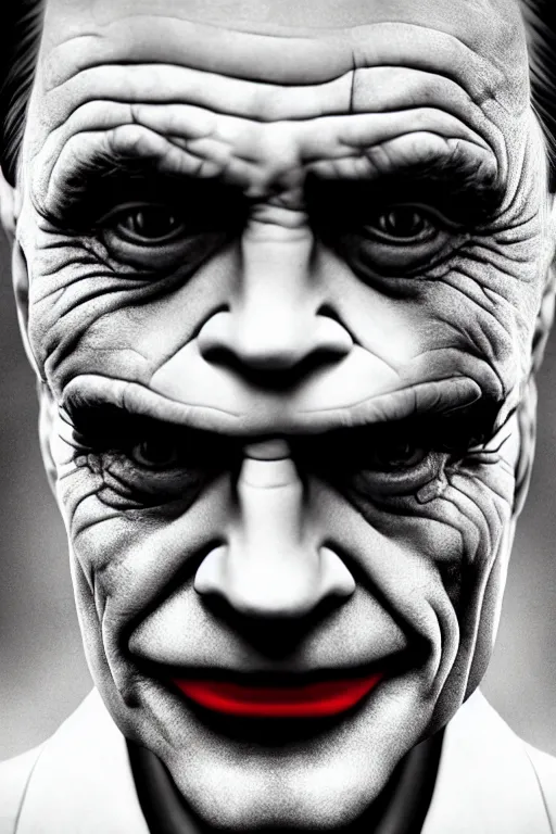 Image similar to photo of Bryan Cranston as the Joker by Lee Jeffries and stanley lau, detailed, award winning, Sony a7R, trending on artstation