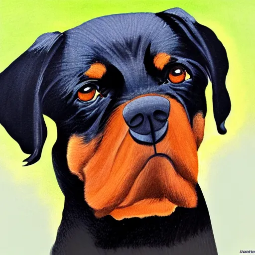 Image similar to crying Rottweiler caricature