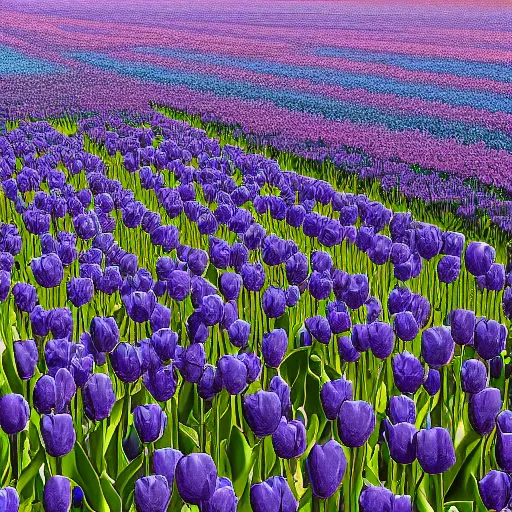 Prompt: field of light blue tulips, minimalistic art, matte painting