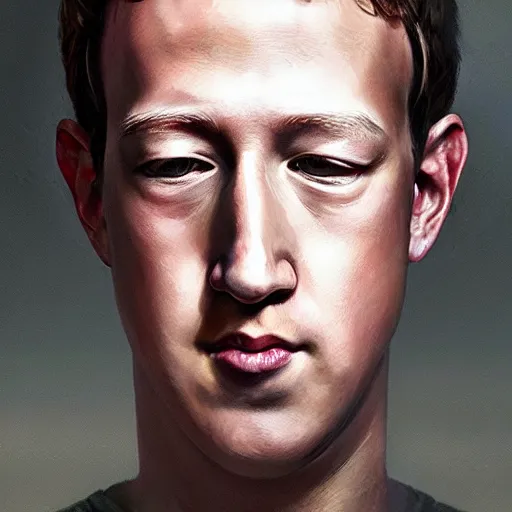 Prompt: hyper realistic, portrait of asian mark zuckerberg, epicanthal fold, painted by greg rutkowski,