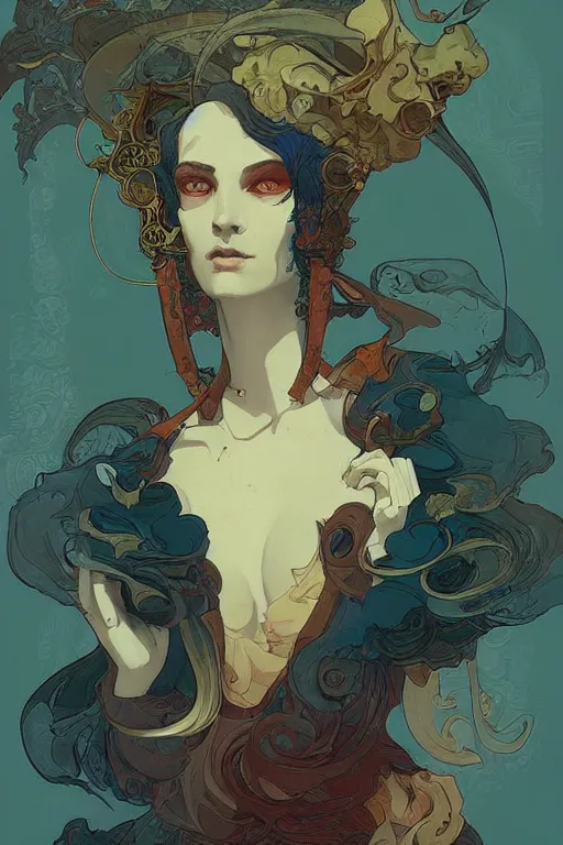 Prompt: portrait of a victorian era duc, stylized illustration by peter mohrbacher, moebius, mucha, victo ngai, colorful comics style