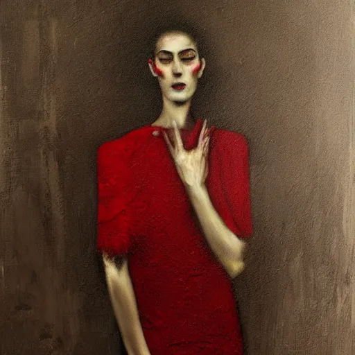 Image similar to the outsider by agostine arrivabene, highly detailed, dark tones