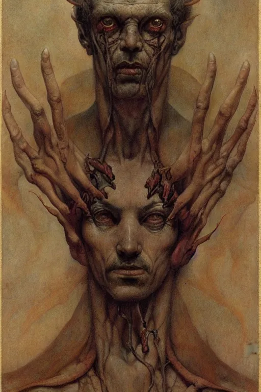 Image similar to a portrait of lucifer by wayne barlowe, gustav moreau, goward,  Gaston Bussiere and roberto ferri, santiago caruso, and austin osman spare, ((((occult art))))