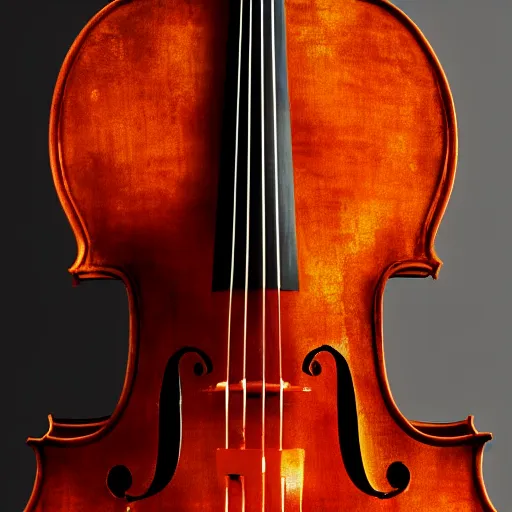 Image similar to cello. photograph of a symmetrical cello, room background, warm wood tones, golden hour window lighting, 4k 8k ultra realistic hyperrealistic octane render