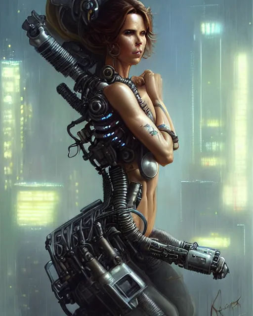 Image similar to kake beckinsale as a cyborg fantasy character portrait, ultra realistic, wide angle, intricate details, blade runner artifacts, highly detailed by peter mohrbacher, boris vallejo, hajime sorayama aaron horkey, gaston bussiere, craig mullins