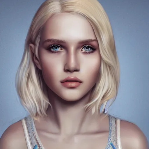 Prompt: beautiful russian teenager with short platinum blonde hair, HD, D&D 4k, 8k, incredibly detailed, anatomical, intricate, masterpiece, digital illustration, character design, concept art