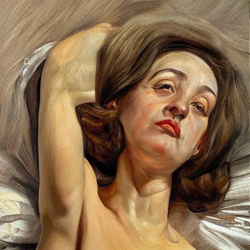 Image similar to high quality high detail painting by lucian freud, hd, exotic woman portrait, photorealistic lighting
