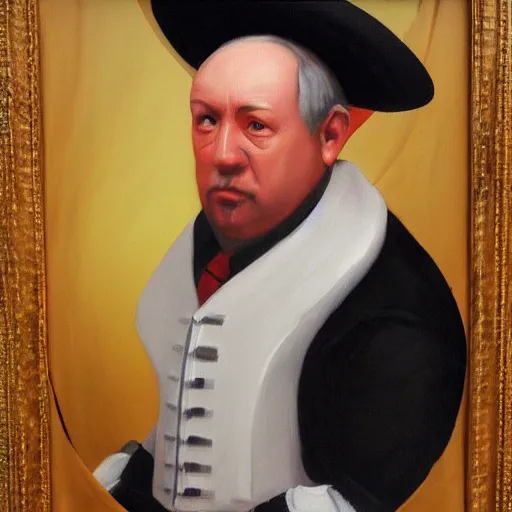 Prompt: a still life portrait painting of a roblox character, baroque, painting, brushstrokes, painted portrait, character painting