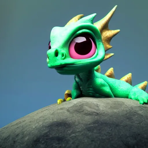 Prompt: adorable baby dragon, beautiful, colorful, cute, big eyes, rendered in octane, unreal engine
