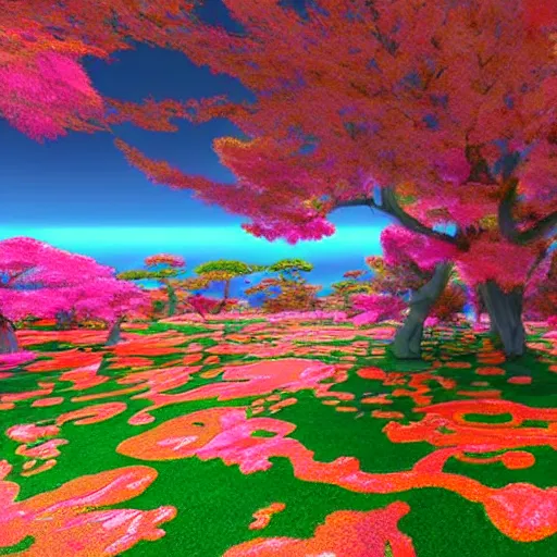 Image similar to japan on lsd, psychedelic, unreal engine,