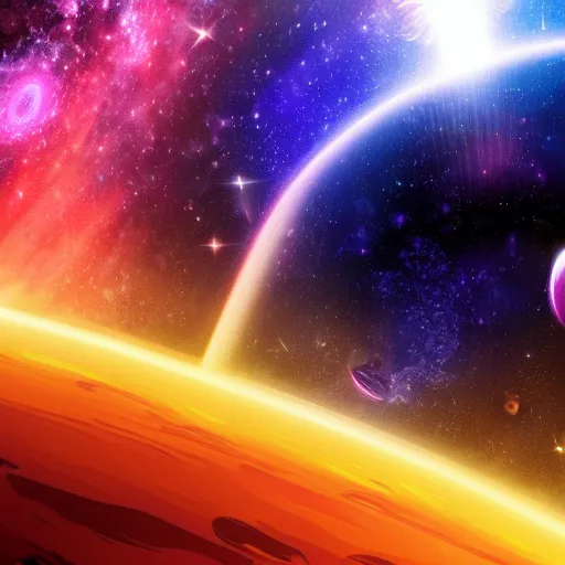 Prompt: an ultradetailed colorful illusturation of a solar system in space by makato shinkai, anime wallpaper 4 k