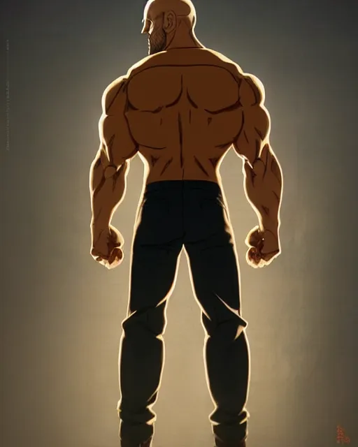 Image similar to gigachad luigi bodybuilder posing like saitama and jason statham wearing a suit in the mountain, fantasy character portrait, ultra realistic, anime key visual, full body concept art like ernest khalimov, intricate details, highly detailed by greg rutkowski, ilya kuvshinov, gaston bussiere, craig mullins, simon bisley