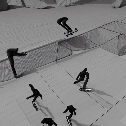 Image similar to skateboarding with friends doing varial flips, in the style of artgerm, Ryoji Ikeda, Riyoko Ikeda, 3d render, artstation trending, 8k, octane render, photorealistic, sharp detail, manga