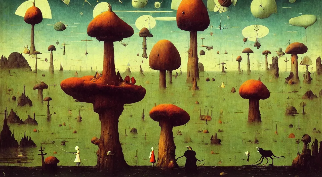 Image similar to single flooded simple!! toadstool tower anatomy, very coherent and colorful high contrast masterpiece by norman rockwell franz sedlacek hieronymus bosch dean ellis simon stalenhag rene magritte gediminas pranckevicius, dark shadows, sunny day, hard lighting