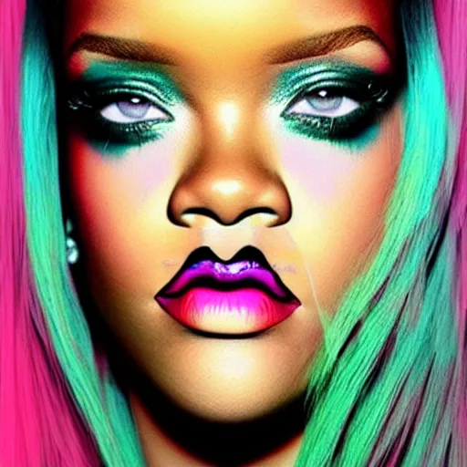 Image similar to rihanna seapunk, creative photo manipulation, creative photoshop, digital art