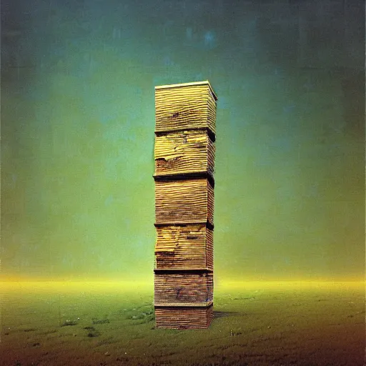 Prompt: tall boxes falling out of space side - by - side, pixel sorting, zdzislaw beksinski