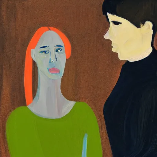 Prompt: hyperdetailed warm green by chantal joffe. a beautiful photograph. every conversation between friends or lovers creates its own easy or awkward rhythms, hidden talk that runs like a subterranean river under even the most banal exchange.