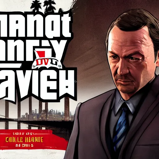 Prompt: Charlie Haughey GTA V key art