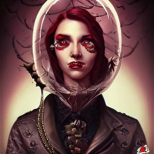 Image similar to lofi vampire Klausc Schwabb demon portrait, digital art, Pixar style, by Tristan Eaton Stanley Artgerm and Tom Bagshaw.