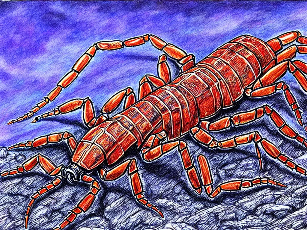 Image similar to australia invaded by scorpions in the future ball point pen art