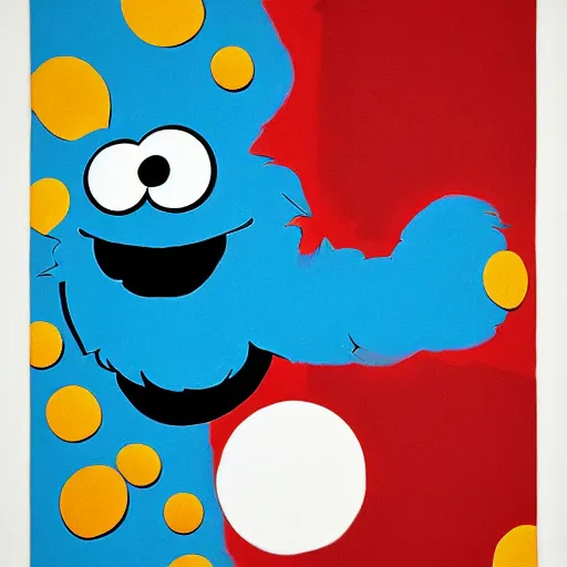 Image similar to abstract expressionist detailed matte illustration of the Cookie Monster in the style of Kandinksy