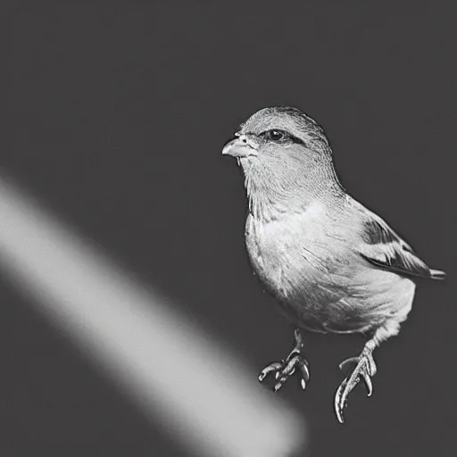 Image similar to A photograph of a bird wearing headphones and speaking into a microphone