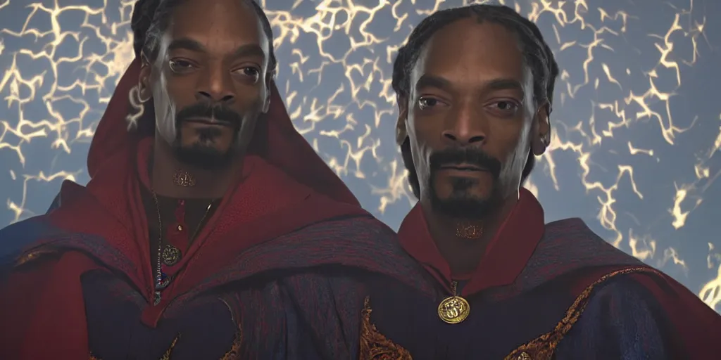 Image similar to snoop dogg doctor strange, refractions, highly detailed, environmental light, cinematic by francis tneh