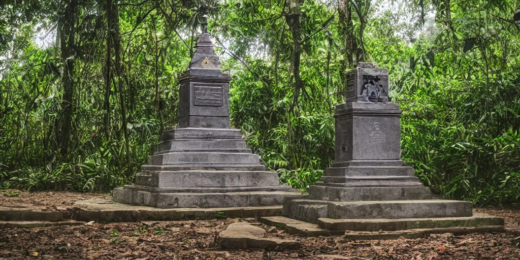 Image similar to A colonial monument in the middle of the jungle, 4k, DSLR camera photo,