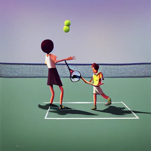 Prompt: tennis playing, by gediminas pranckevicius