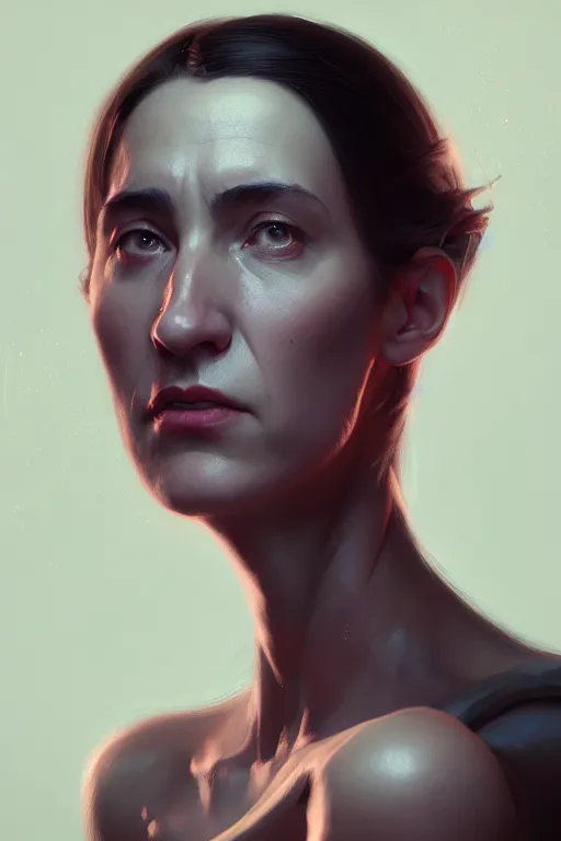 Image similar to portrait of ( ( ( ( maia sandu ) ) ) ) with a dramatic facial expression, by wlop, greg rutkowski, and peter mohrbacher, extremely detailed shading, concept art, character design, digital painting, trending on artstation, unreal engine 5, octane render, atmosphere, glow, cinematic lighting, full of color