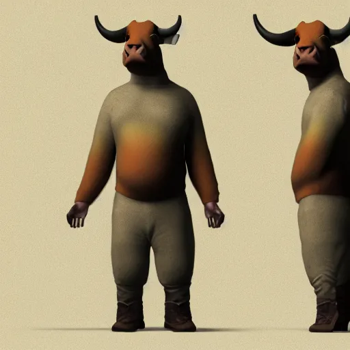 Prompt: illustration of a man turning into a cow, trending on artstation